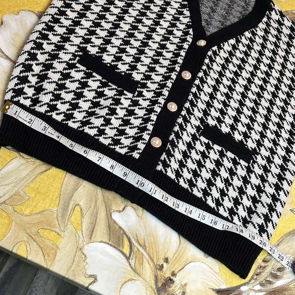 Cardigan 🆕 black white knit 5 buttons sweater v-neck oversized hip length - Picture 13 of 17